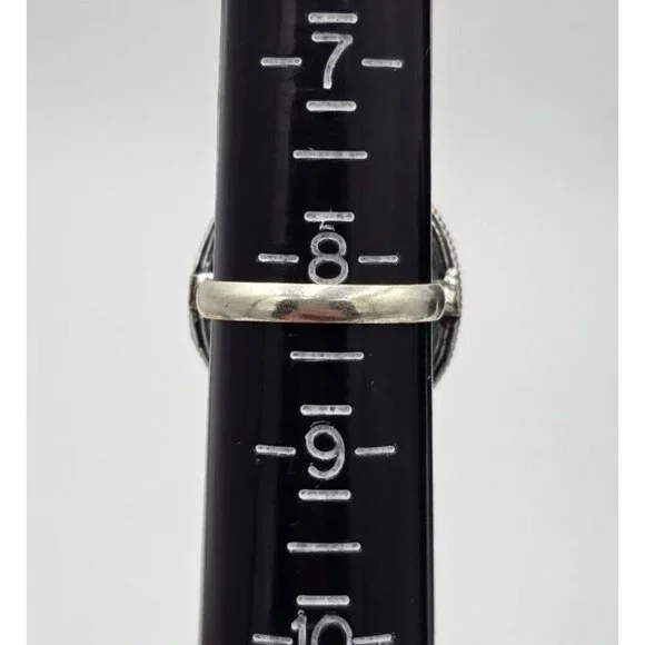 925 Sterling Silver Plt Prehnite Size 8.25 Bezel Setting Fine Jewelry - Picture 6 of 6